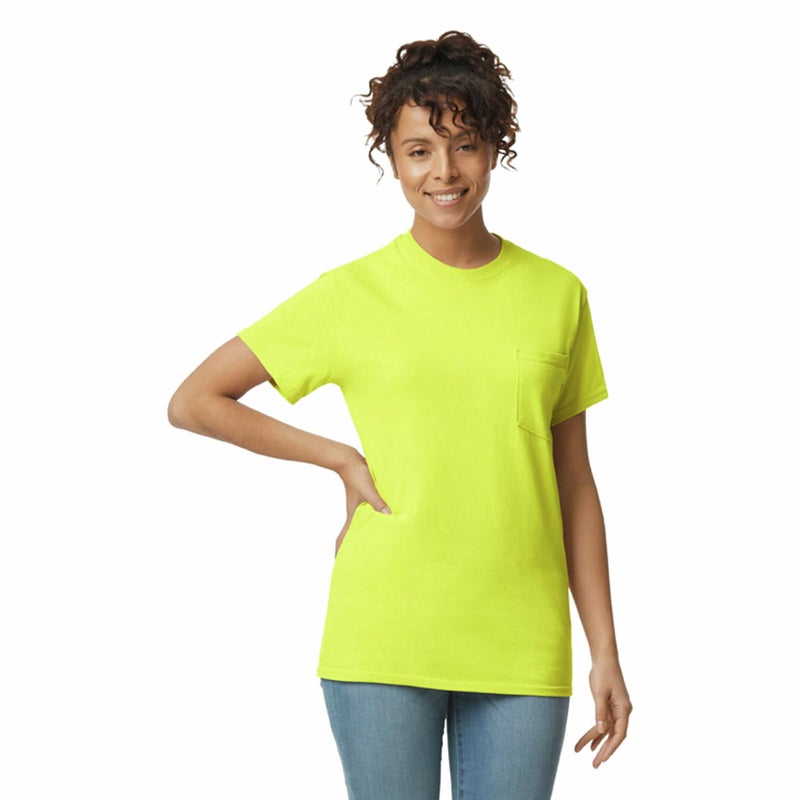 Gildan Adult Ultra Cotton T-Shirt with Pocket, Style G2300, 2-Pack, Safety Green, 3X-Large - Image 2